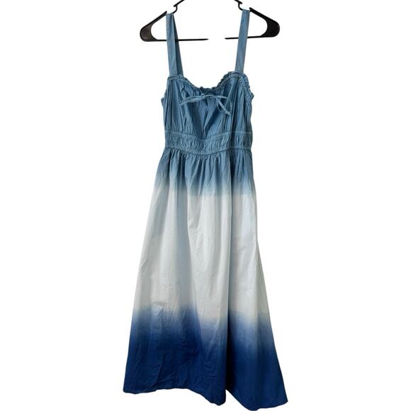NWT J. Crew Ombré Dip Dye Midi Dress Blue Size Medium - Picture 2 of 9